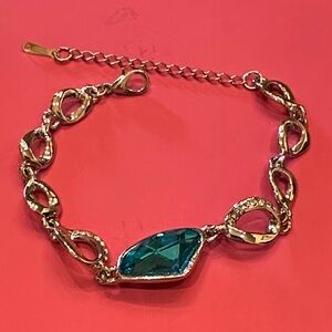 18k GF  Silver and Teal Bracelet